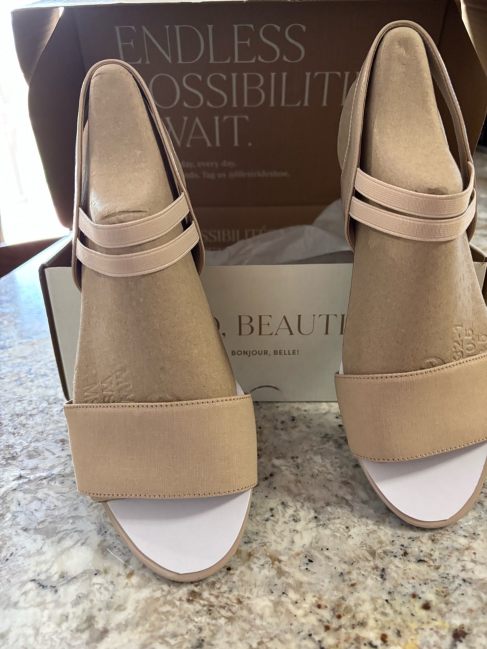 Life Stride Beige Open-Toe Slide Sandals - Picture 2 of 8